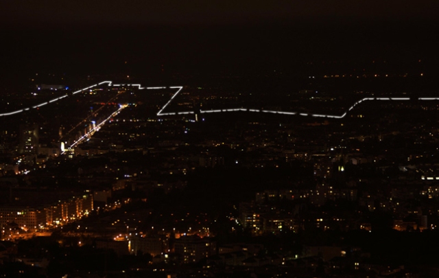 Border of Lights In Berlin - Panoramic View