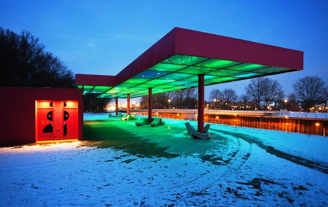 Sophie Valla's 'LED Cloud' Turns Old Gas Stations Into Artificial Skies