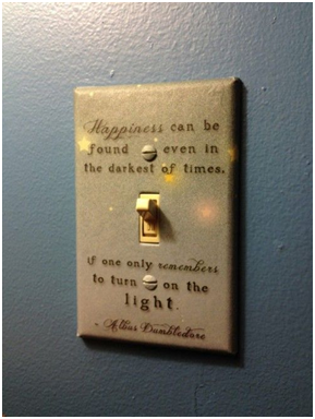 “Happiness can be found, even in the darkest of times. If one only remembers to turn on the light.” (Albus Percival Wulfric Brian Dumbledore , Professor (July or August, 1881 - June, 1997)